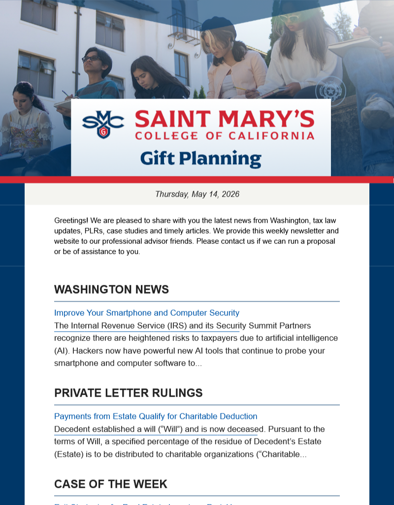 Donor enewsletter