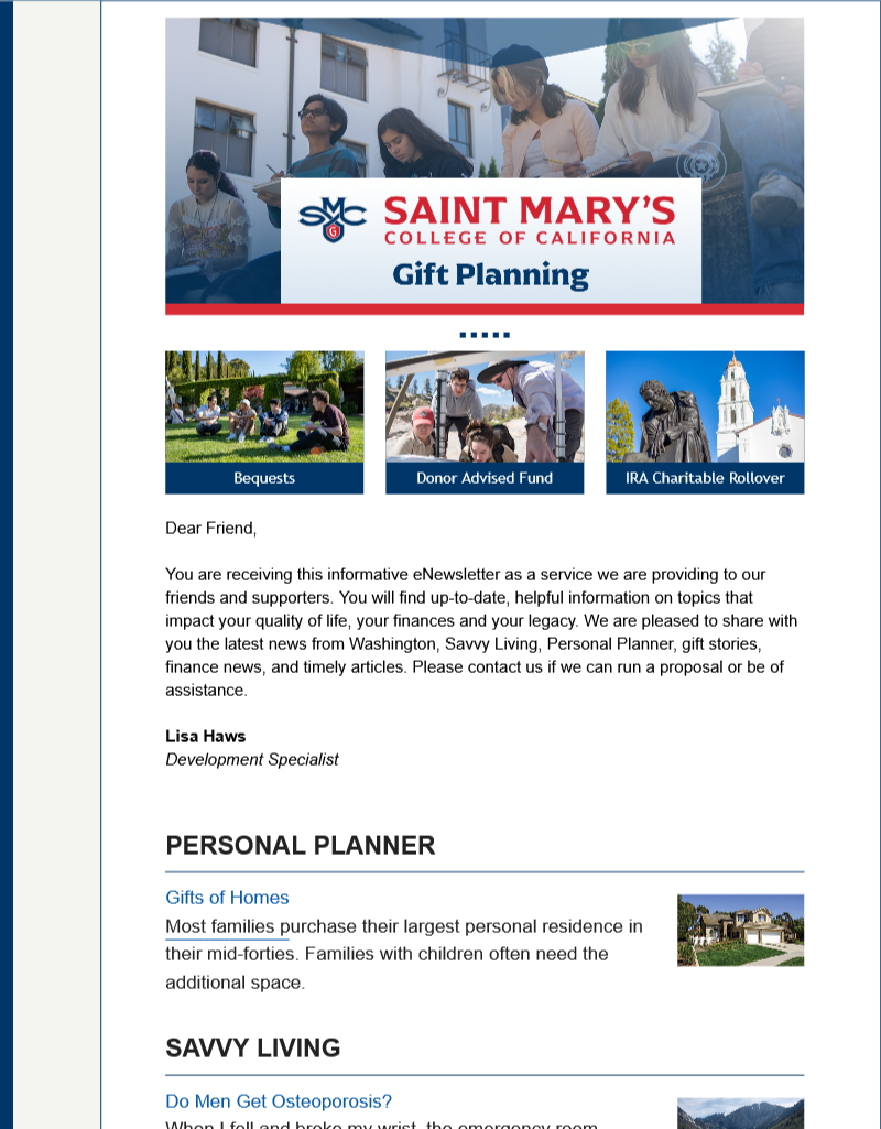 Donor enewsletter